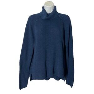 Title Nine Sweater (Large) Midnight Blue Synergy Turtleneck Knit Pullover Winter